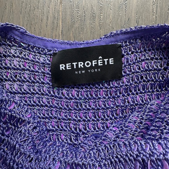 Retrofete Mevia Sequin Fringe Crochet Maxi Dress XS / SMALL - PURPLE- EUC - Picture 4 of 11